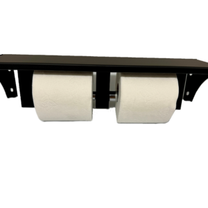 Matte Black Double Toilet Tissue Holder with Shelf