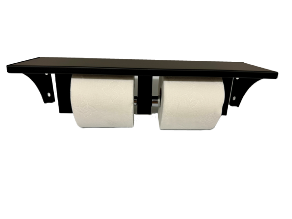Matte Black Double Toilet Tissue Holder with Shelf